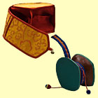 Chö-/Damaru-Trommel, grün mit gelbem Etui
